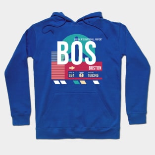 Boston (BOS) Airport Code Baggage Tag E Hoodie